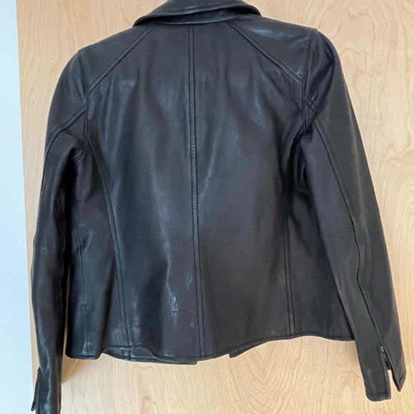 Eileen Fisher Black Lamb Leather Moto Motorcycle Biker Jacket Size 4 MSRP $898 - Picture 3 of 12